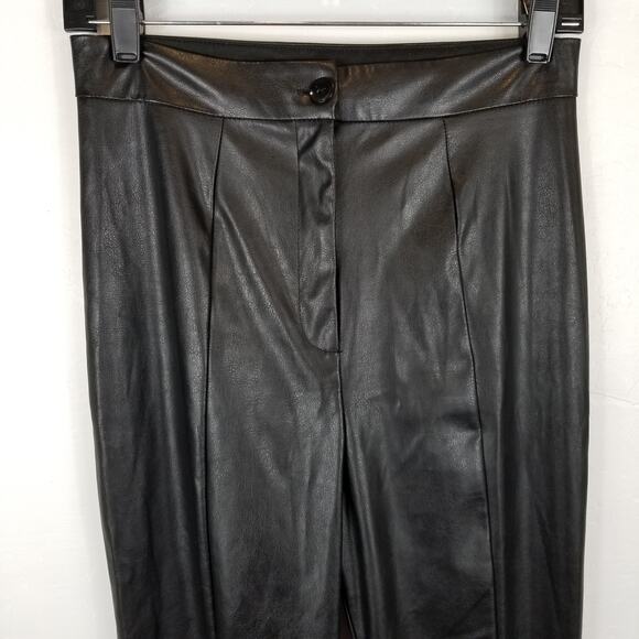 Asos Design Women's Black Faux Leather Front Hem Slit Size 6 - Picture 6 of 9